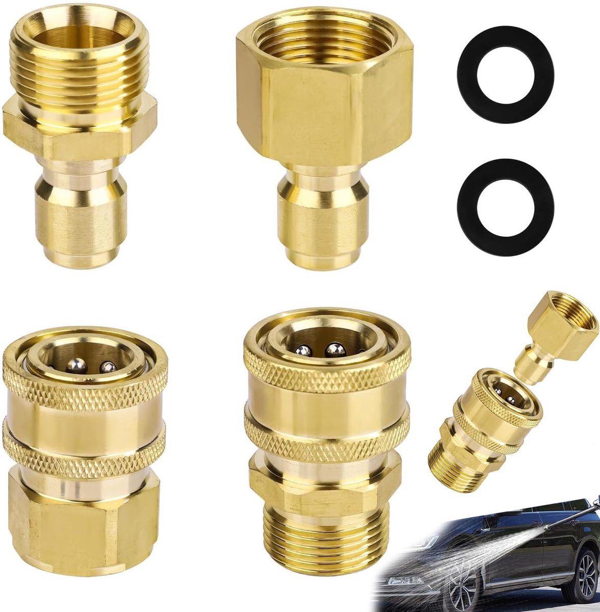 Omgoods - Set van 4 Adapters voor Hoge Druk Reiniger M22