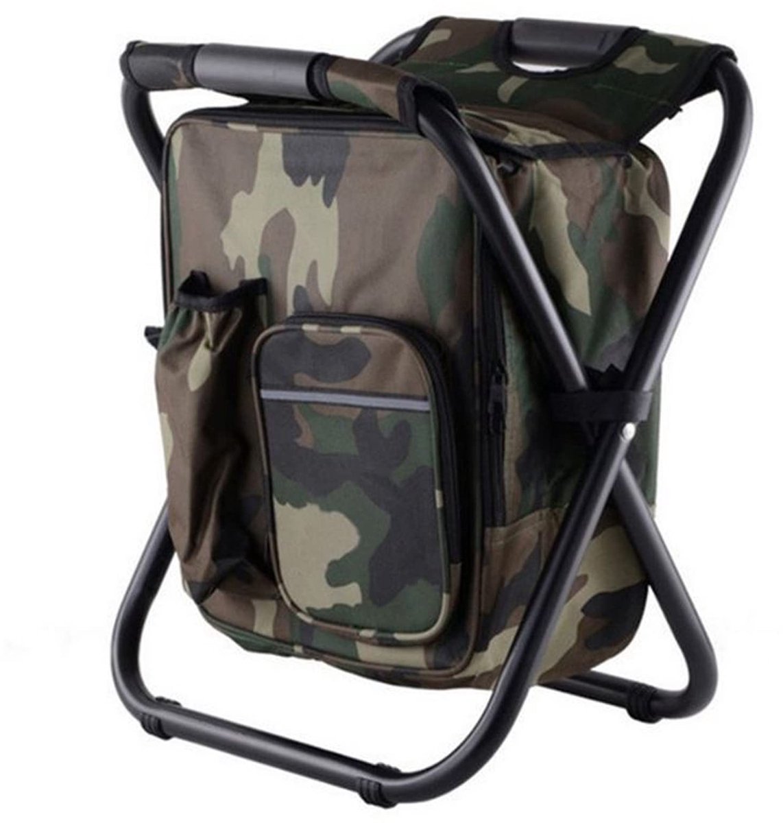 Omgoods - Rugzak Koelstoel met Grote Capaciteit - Opvouwbare Campingstoel Camouflage