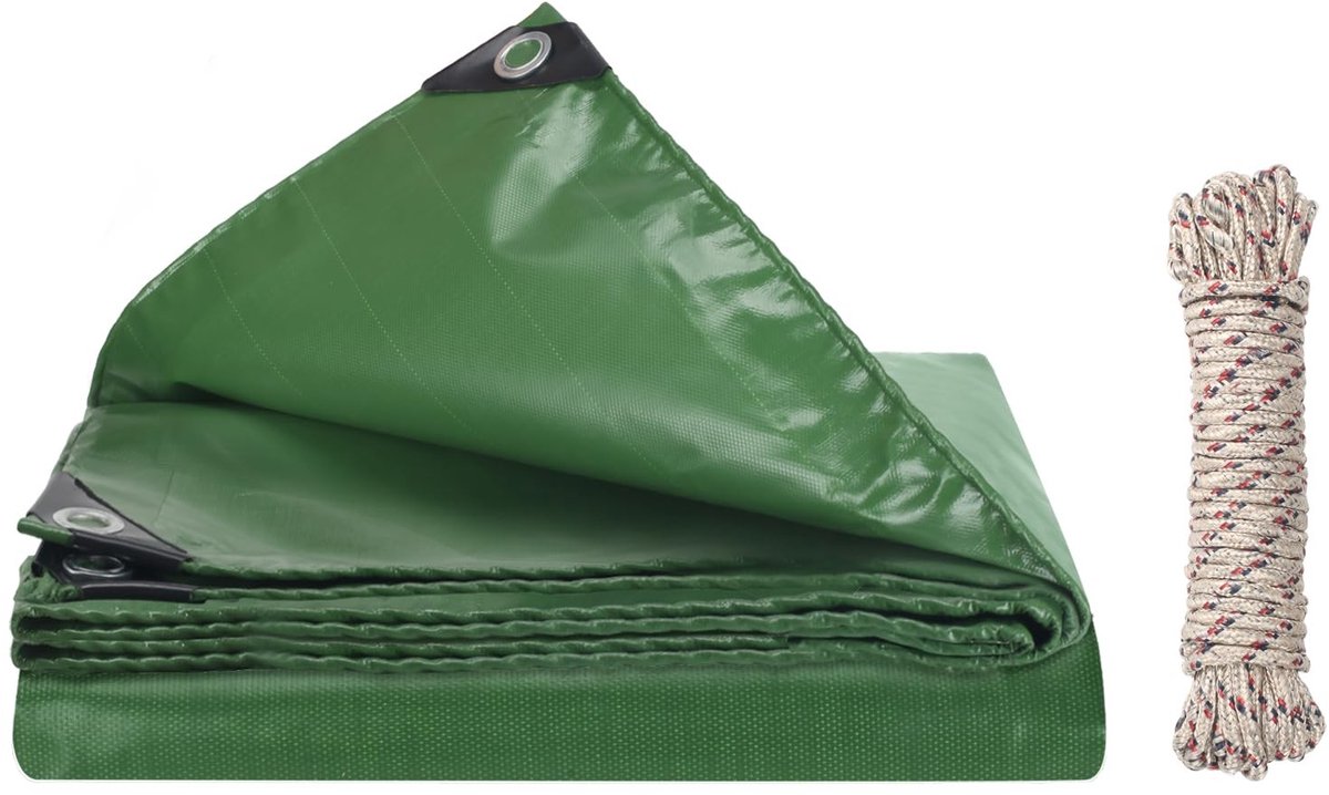 Omgoods - Waterproof Tarpaulin 2 x 1 m Groene Zeildoek met Oogjes