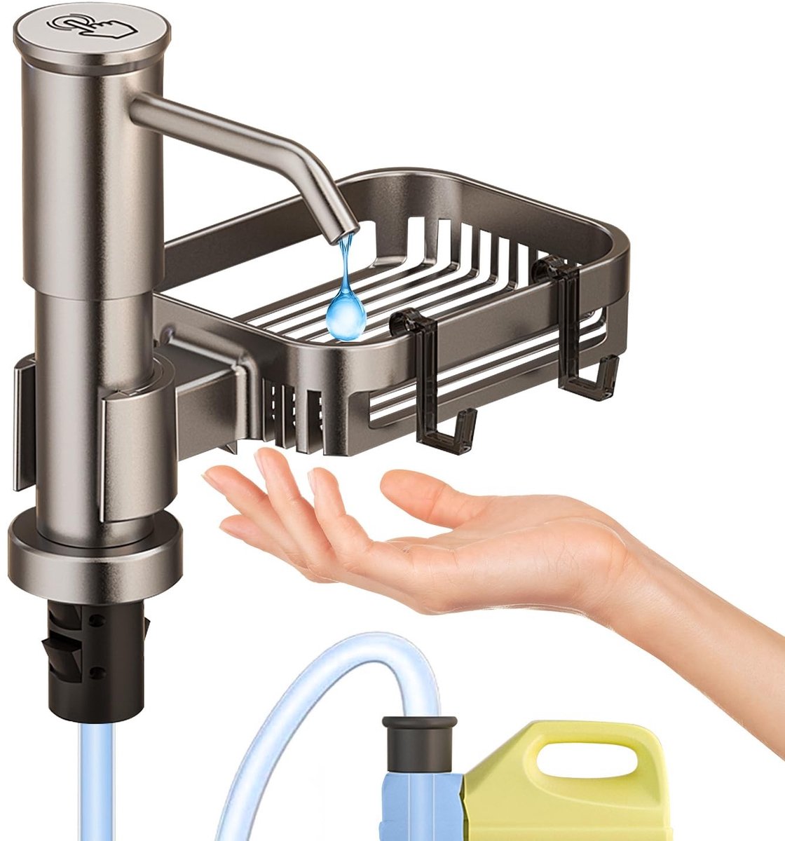 Omgoods - Keukenzeepdispenser met Spons Houder en 360° Draaiende Pomp