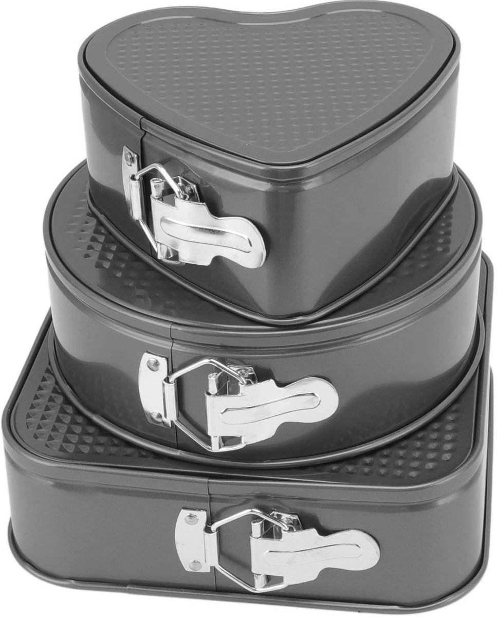 Omgoods - Set van 3 Cakevormen - Ronde en Hartvormige Bakvormen