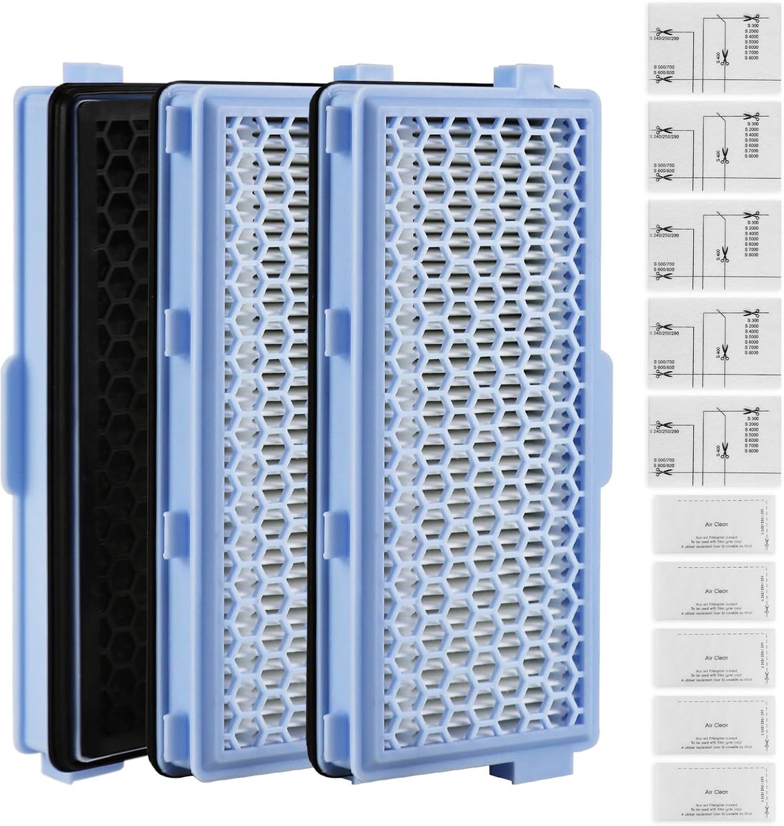 3 sets HEPA-filter stofzuiger voor Miele Compact C1 & C2, Complete C2 & C3, S8340, HEPA-filters voor Miele filter stofzuiger, met 5 motorfilters, 5 Air Clean-filters, voor S4000, S5000, S6000 & S8000