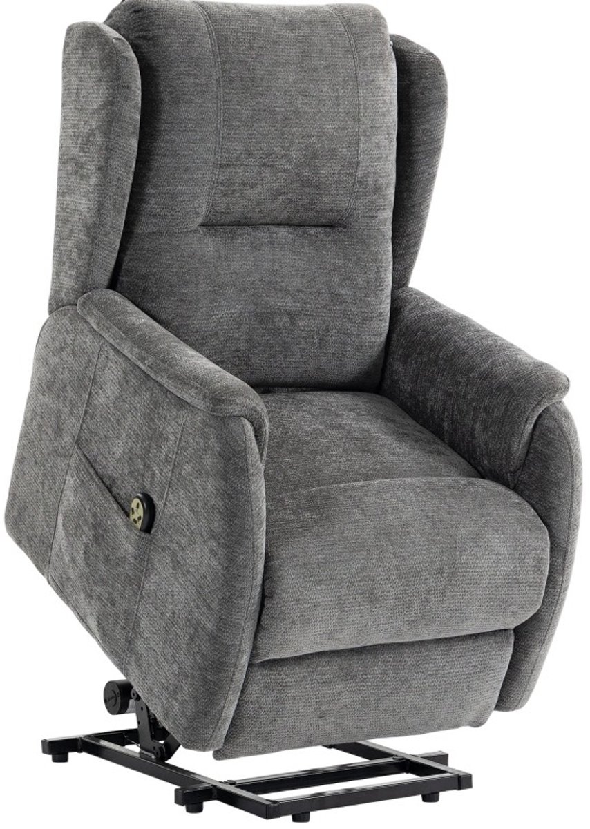 MIVRAY Relaxfauteuil 89 x 76 x 103 cm - Elektrische Sta-op Functie en Dubbele Motor - Voor Woonkamer - Stof Donkergrijs