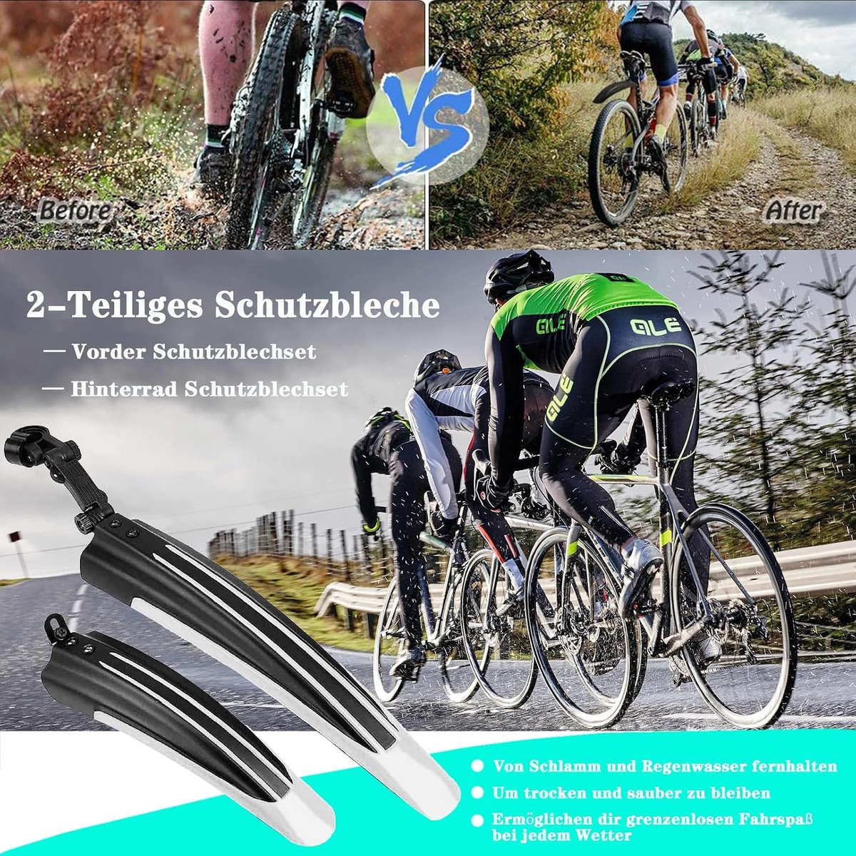 Spatborden Universele Fiets Spatbord Set Verstelbare Voor En Achter Compatibele Fiets Spatborden MTB Mudguard Geschikt Voor 20,22,24,26,27 inch Bike Mountainbike Wielen