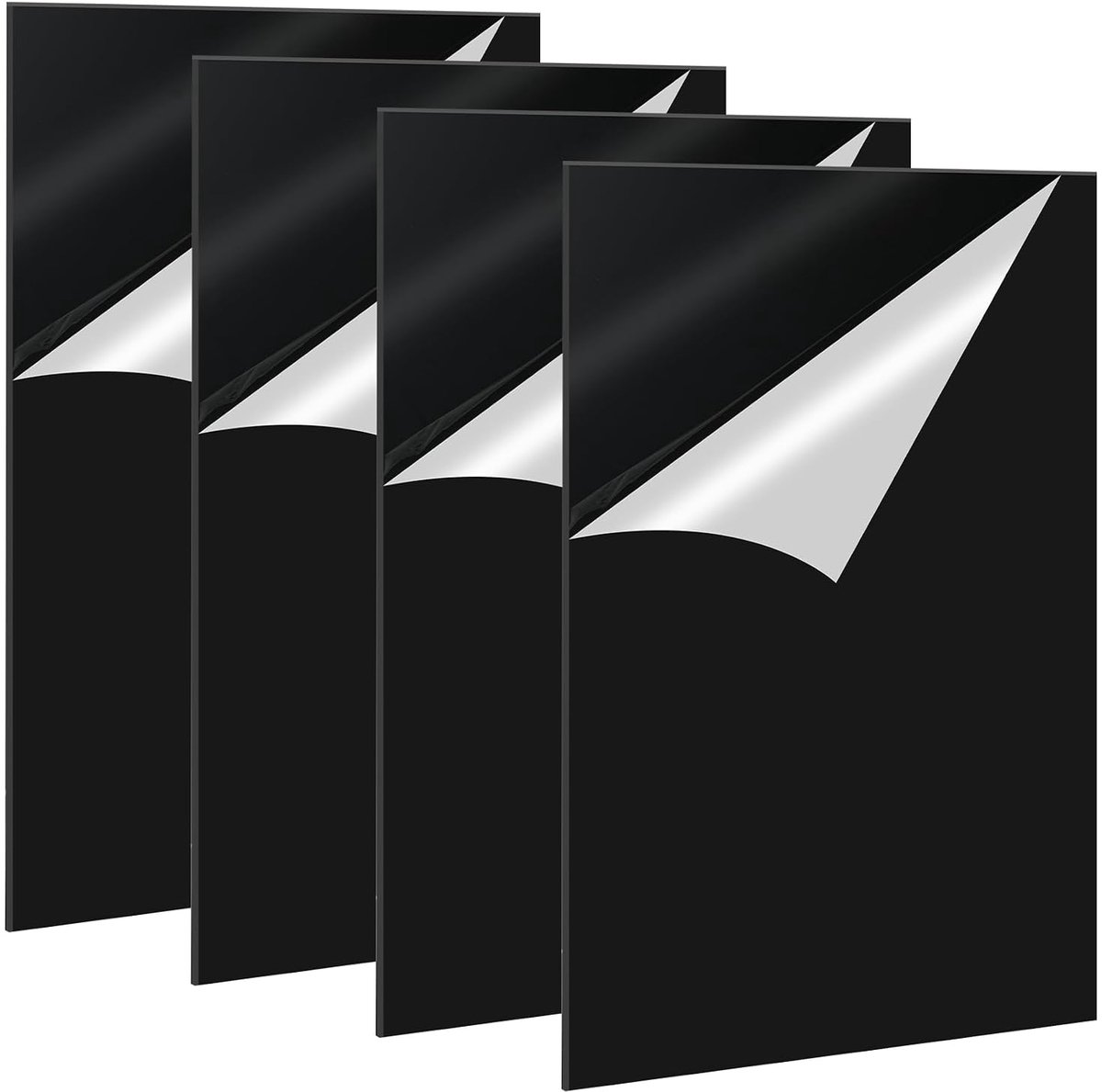 zwart, 30 × 20 cm, 2 mm, 4 stuks plexiglas-platen, glad en op maat te snijden, zwart acrylglas kunststof plaat voor fotolijsten, borden, doe-het-zelf decoratie, gravure en