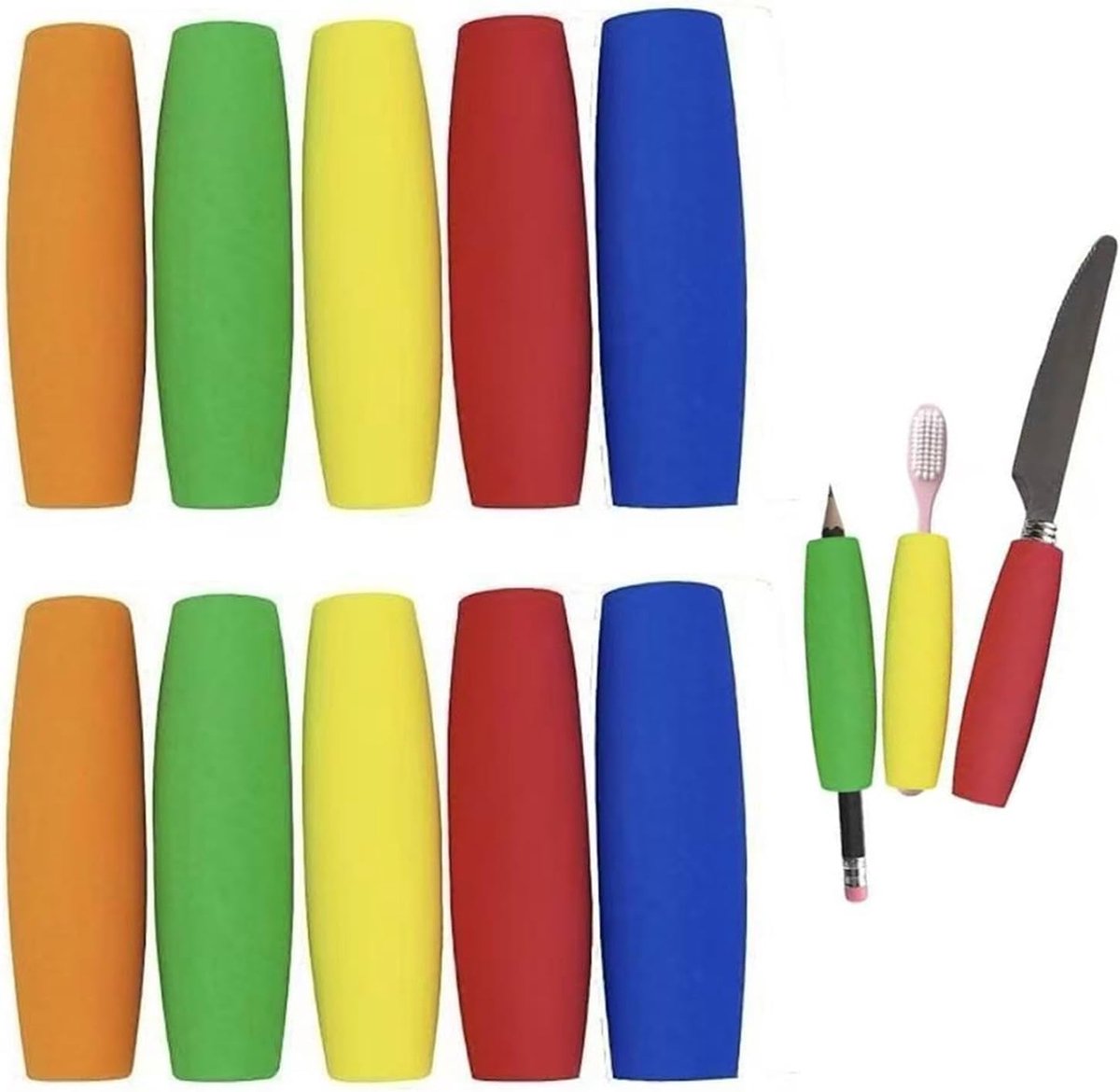10 Stuks Antislip Handgrepen Voor Bestek,Zacht Schuim Voor Keukenbestek,Buizen Met Handgreep Van Eva-Schuim,Voor Het Eten Van Ouderen Met Een Handicap,Ondersteunt Ook Haaknaalden,Kiuiom