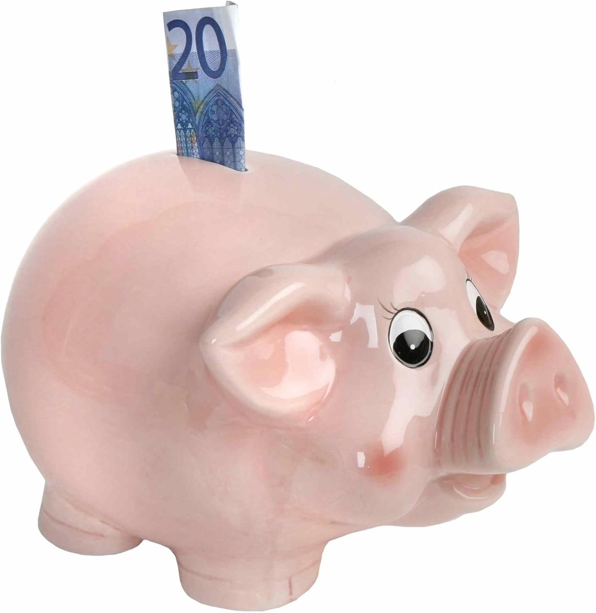 spaarvarken XXL geglazuurd | robuust, antislip, keramiek | 24x16,5 cm | decoratief cadeau | besparen met stijl
