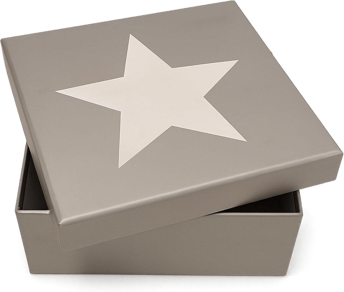 Geschenkdoos grijze ster 10 x 10 x 5 cm - moderne geschenkdoos met deksel - veelzijdig en stijlvol - ShopVlot
