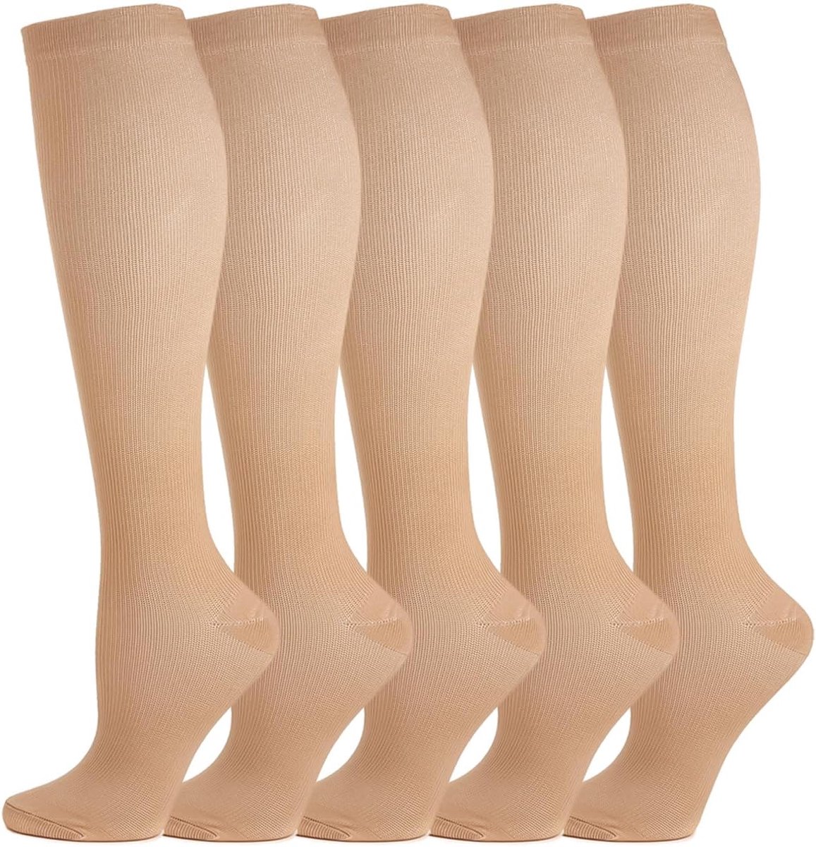 5 paar compressiekousen, kniekousen, steunkousen, loopsokken voor dames en heren, sport, hardlopen, vlucht, reizen, zwangerschap, medische compressiesokken