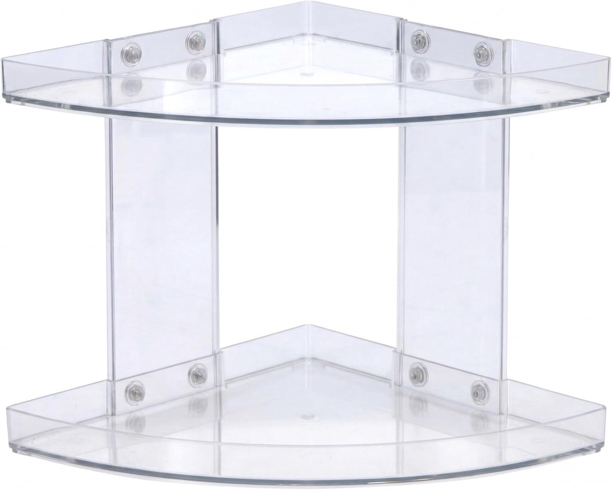 Make-up Organizer 2 Niveaus 205 x 205 x 200 mm – transparant PET – Hoekrek voor cosmetica en verzorging – ruimtebesparende orde voor badkamer en make-uptafel