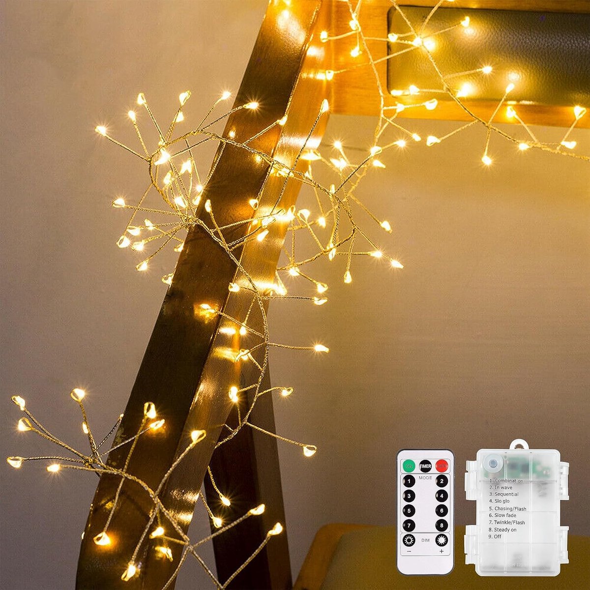SnelShoppen - Accu Aangedreven Sfeerverlichting met Afstandsbediening voor Slaapkamer Badkamer, LED Cluster Lichten voor Bruiloft, Feest, Bed, Rugleun