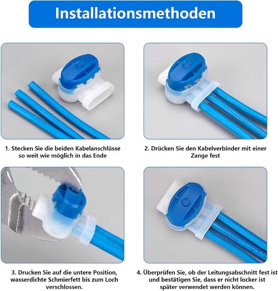 Kabelverbinders Maaier 25 st - Waterdichte kabelverbinders, 2- en 3-polig, met gelvulling. Knelkoppelingen voor robotmaaiers en grasmaaiers. 25 stuks. — afbeelding 4