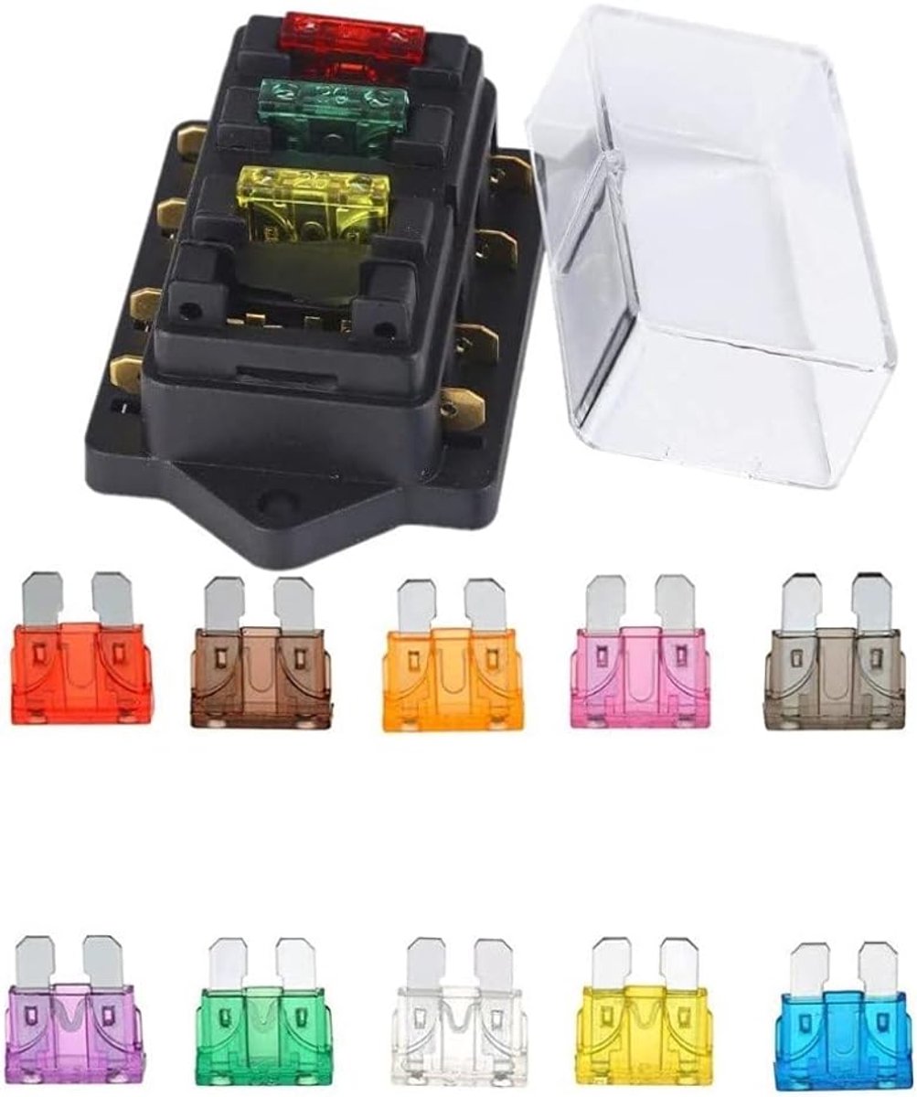 BH-4P 12V 24V 32V 4-voudige zekeringhouder zekeringdrager met 10 stuks platte zekeringen zekeringdoos voor auto boot