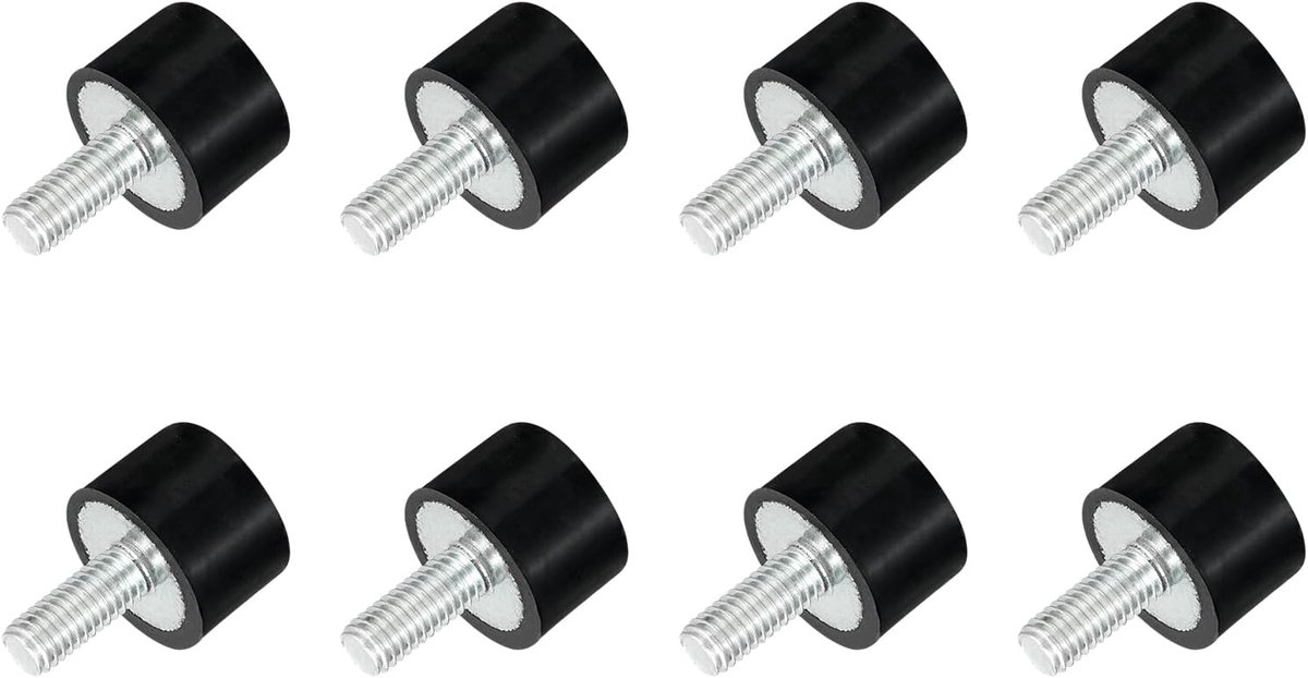 M5 rubber met schroefdraad, trillingsisolatoren, cilindrische schokdemper met pennen 15 x 10 mm 8 stuks