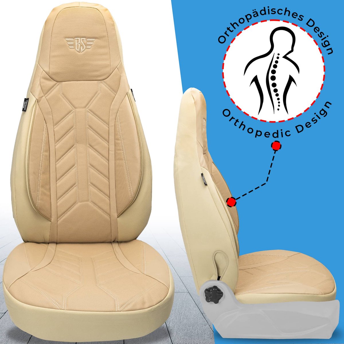 Autostoelhoezen voor Renault Kangoo Bj 1997-07 – Stoelhoezen voor bestuurder en passagier in Beige