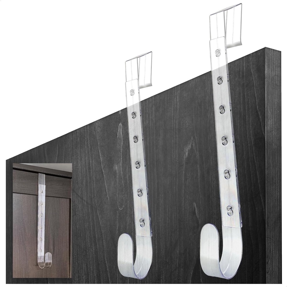 SnelShoppen - 2x Verstelbare Plastic Deurhaken, Multifunctionele Haken voor Makkelijk Ophangen zonder Boren, Ideaal voor Decoratie, Kleding en Handdoe