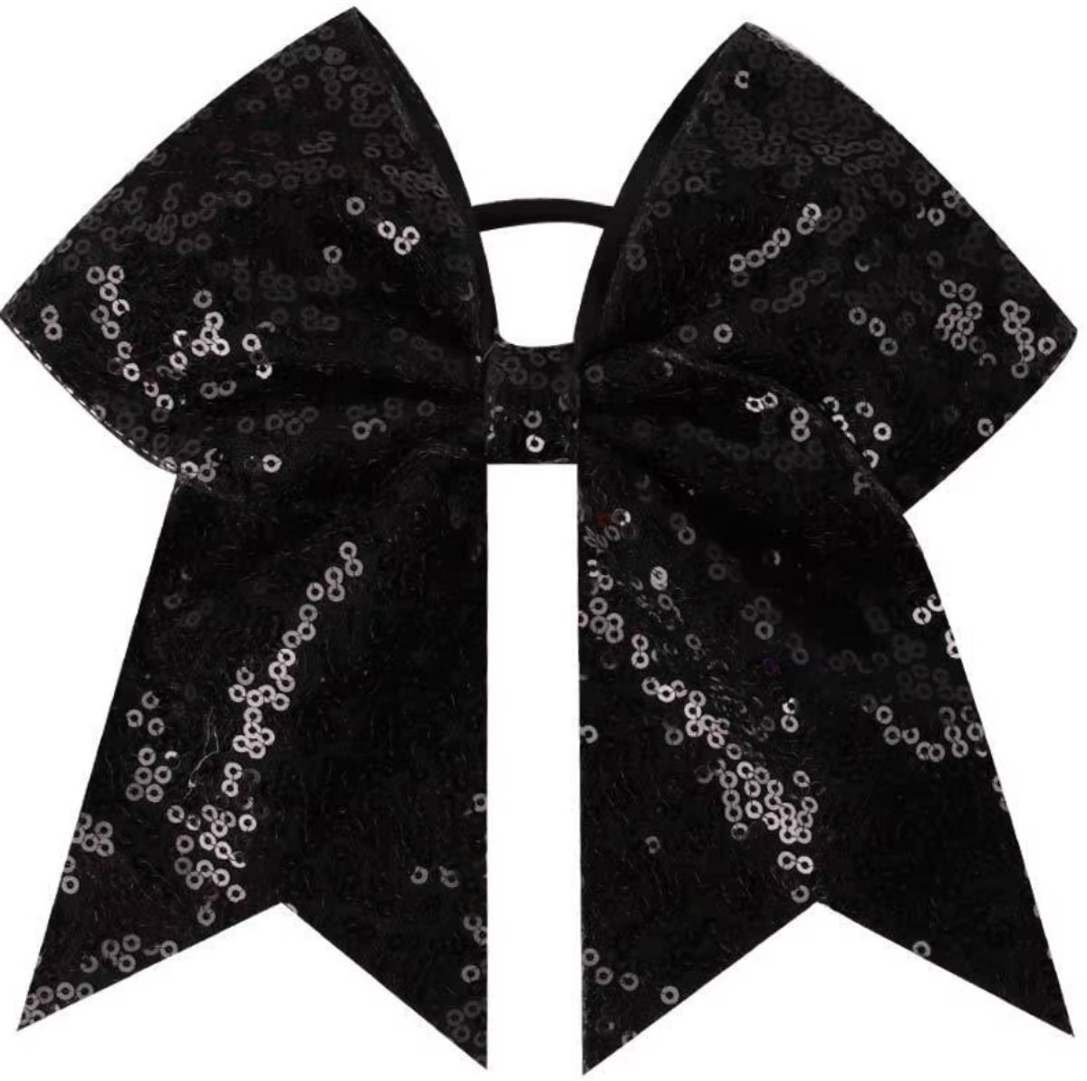 SilverAndCoco® - Zwarte Haar Strik met Glitter / Elastiek Haarband Scrunchies / Haarstrik Glitters Knip Haarelastieken Dames Meisje / Gouden Elastische Knipje Kerst Feest Oud en Nieuw - Zwart / Black