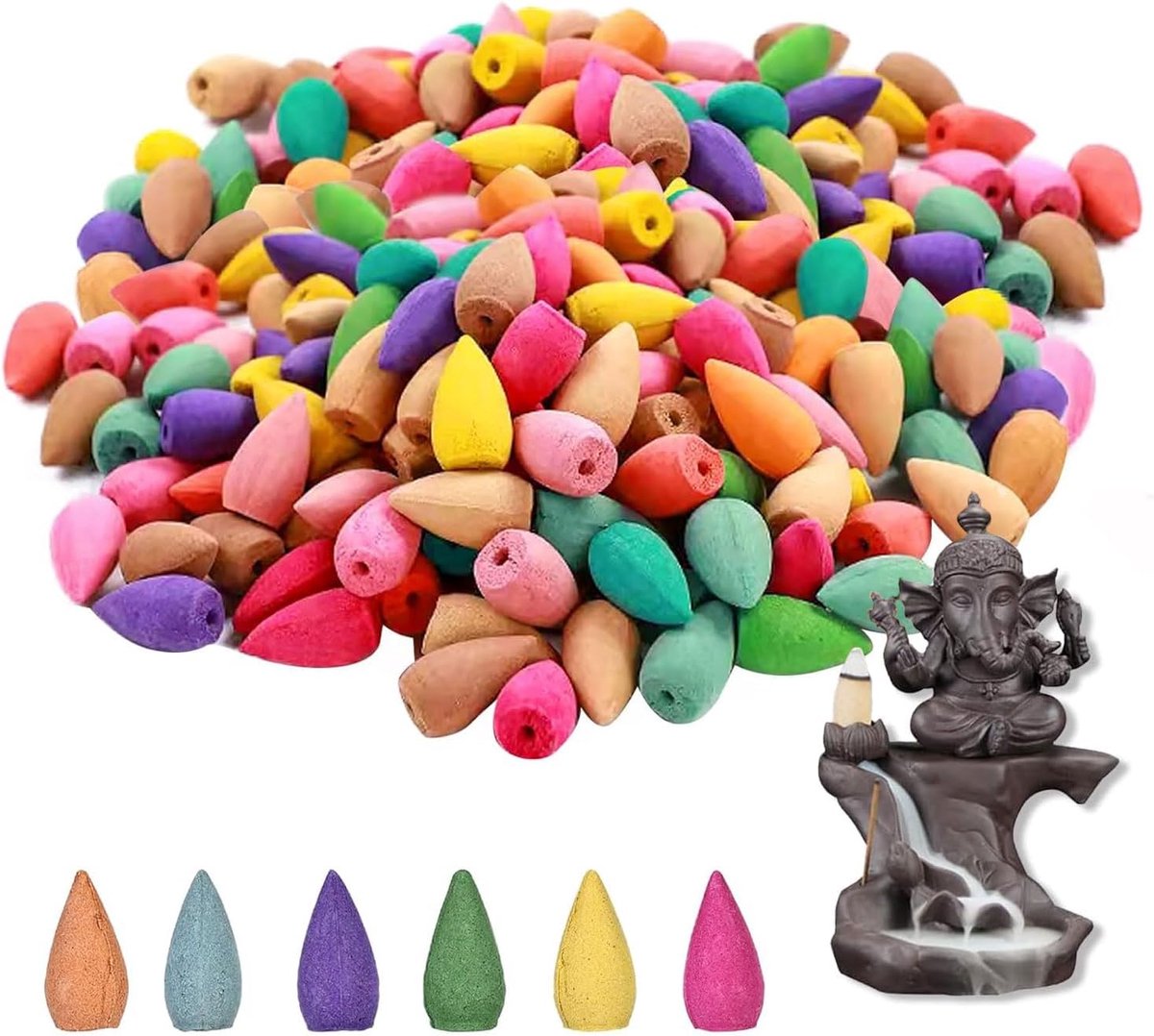 a Cascata Rovesciato, 60 Pezzi Incenso Cono, Cono Di Incenso Naturale, Coni Di Incenso Mix, Incenso Cono Riflusso, Natuurlijke Fumo Backflow Incenso, voor Meditazione Yoga Purification Relax