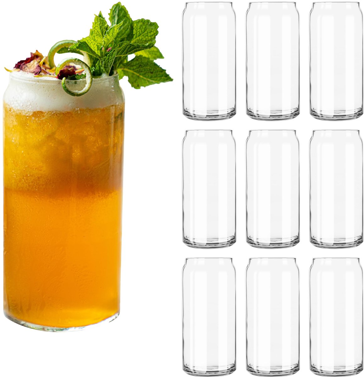 Libbey Glass Cans Drinkglazen - Waterglazen Set - Transparant - Vaatwasserbestendig - 591 ml - 12 Stuks