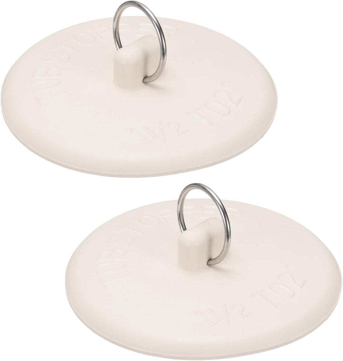 2 stuks afvoerstoppers, rubberen doppen voor badkuip, met ophangring voor badkuip, keuken, badkamer (wit)