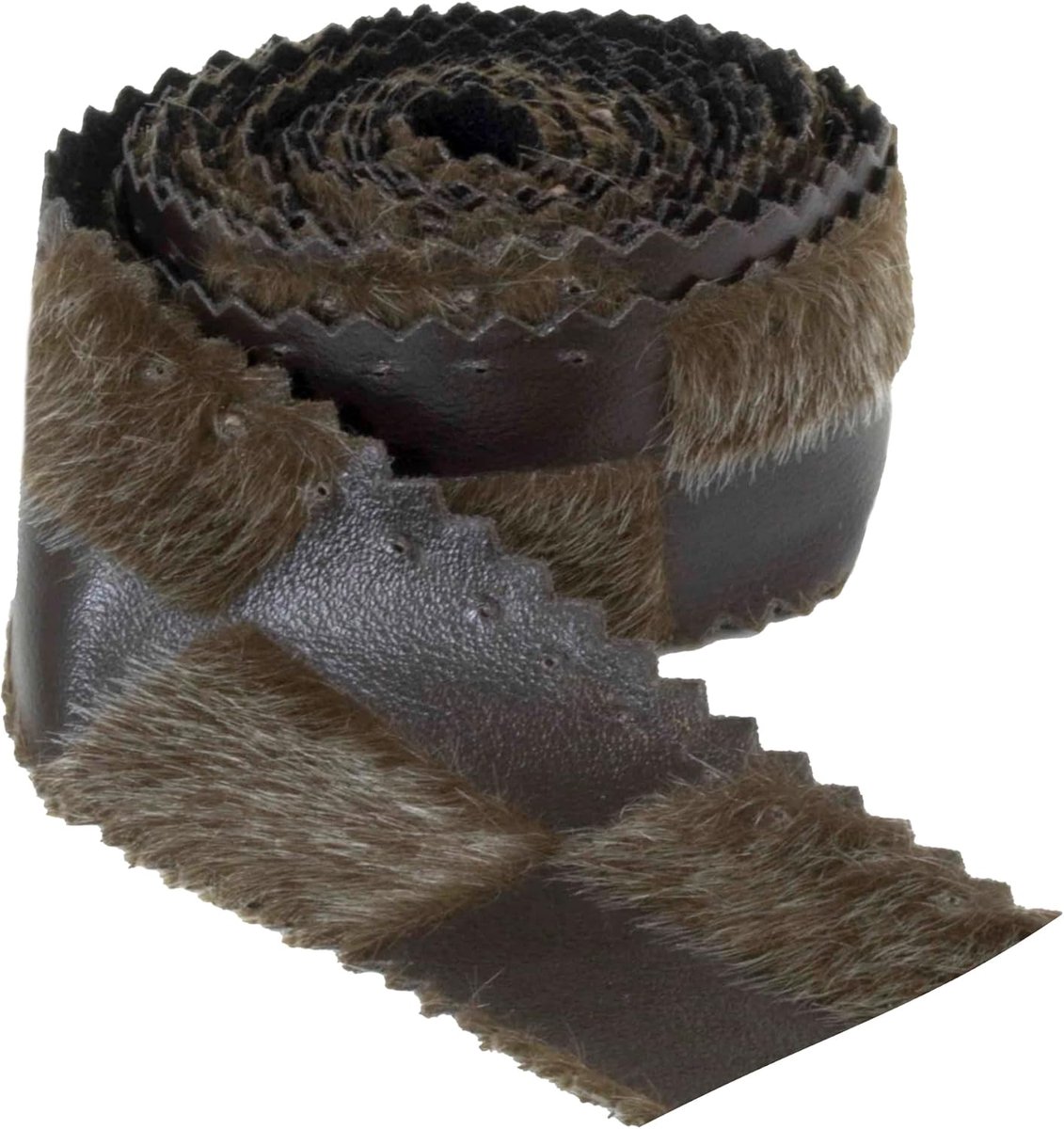 - C60702 - band van kunstleer met synthetisch haar - 2 meter x 35 mm - kleur: bruin - voor het maken van kleding korte voorwerpen hobby decoratie naaien en versiering