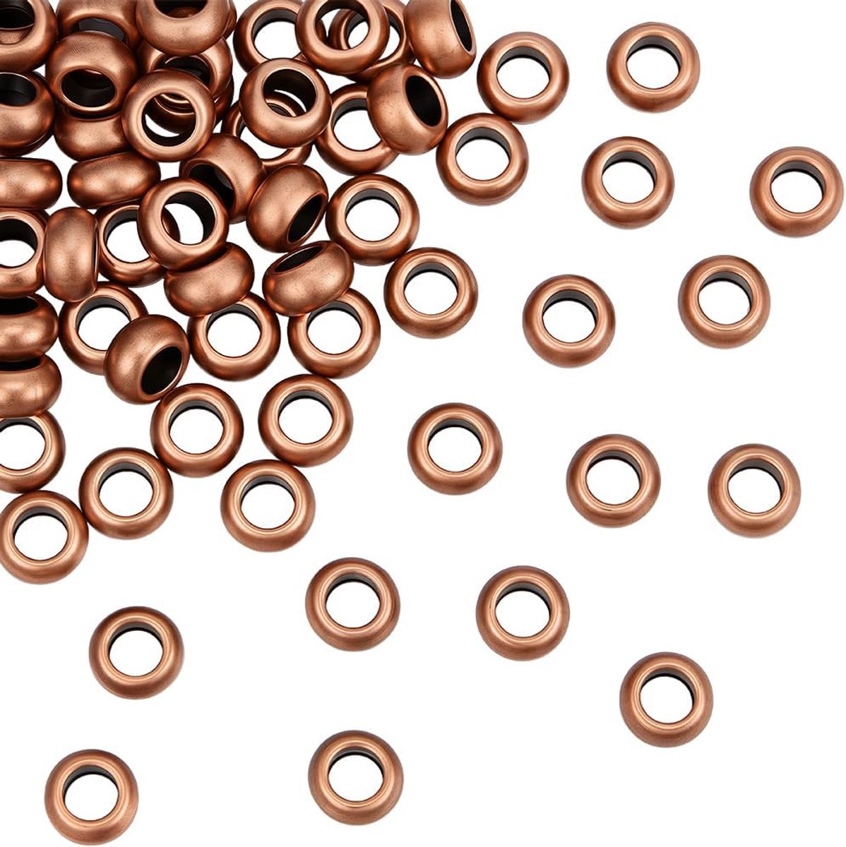 1 doos met 70 stuks 10 mm rode koperlegering spacer kralen met groot gat in Tibetaanse stijl rondelle Europese metalen antieke spacer kralen in grote hoeveelheden voor het maken van