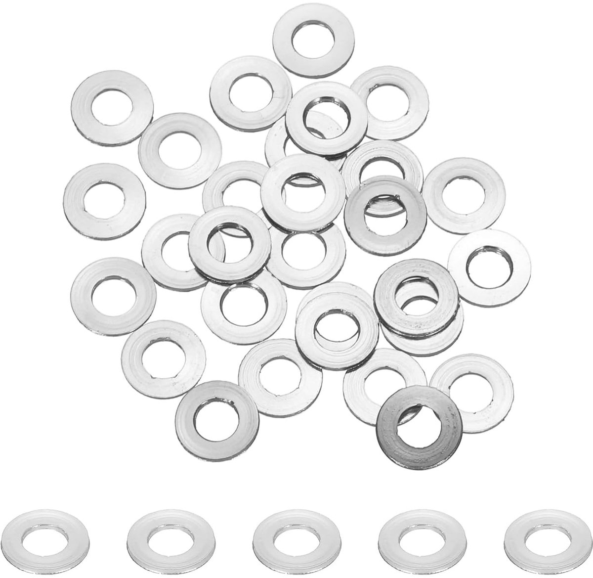 Platte sluitringen van aluminium, geanodiseerd, gatdiameter 3 mm/0,12 ronde sluitringen voor RC/FPV/PC/mechanische drones, modelonderdelen (zilver)