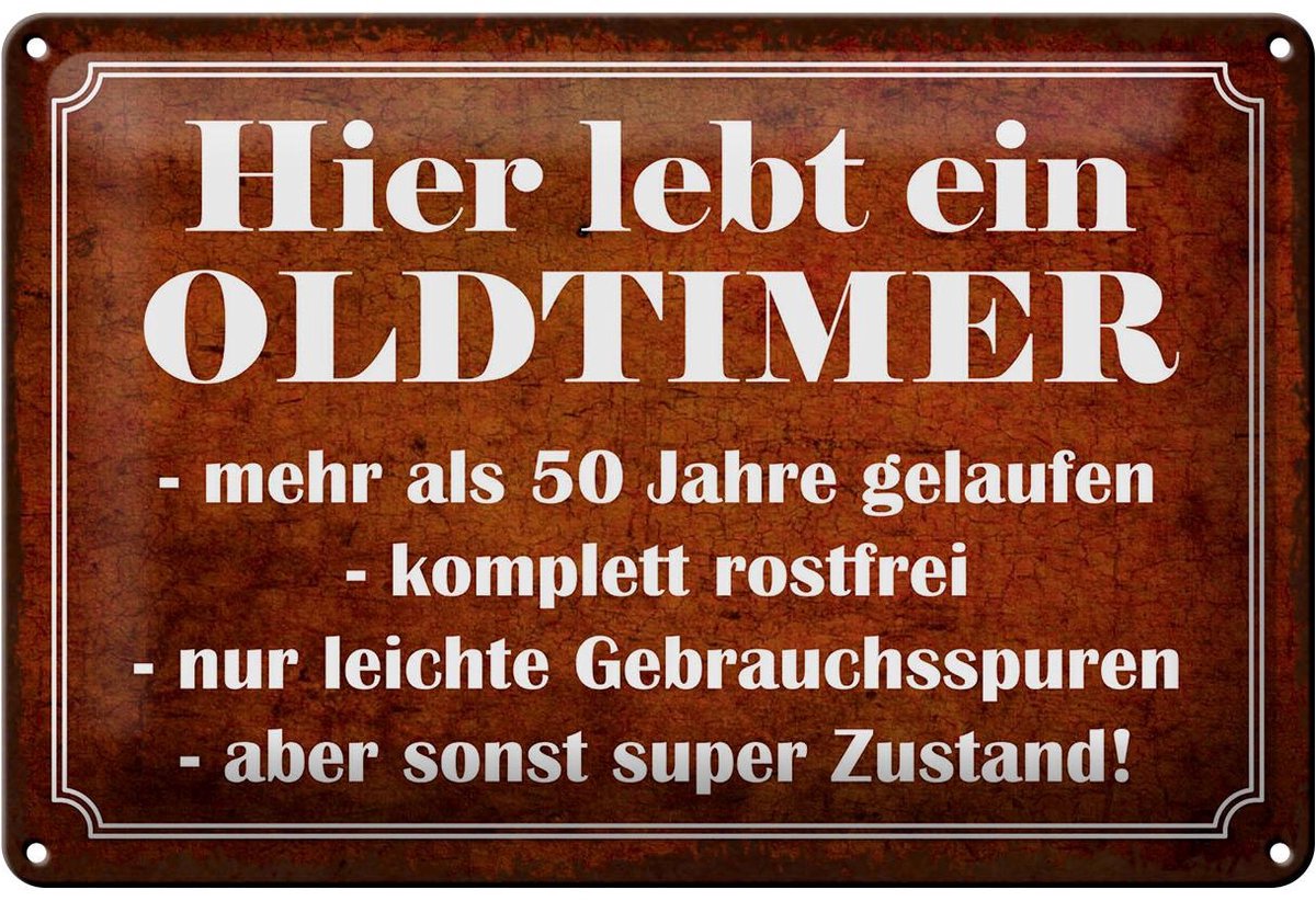 Blechschild Spruch 20x30 cm Hier lebt ein Oldtimer Deko Schild