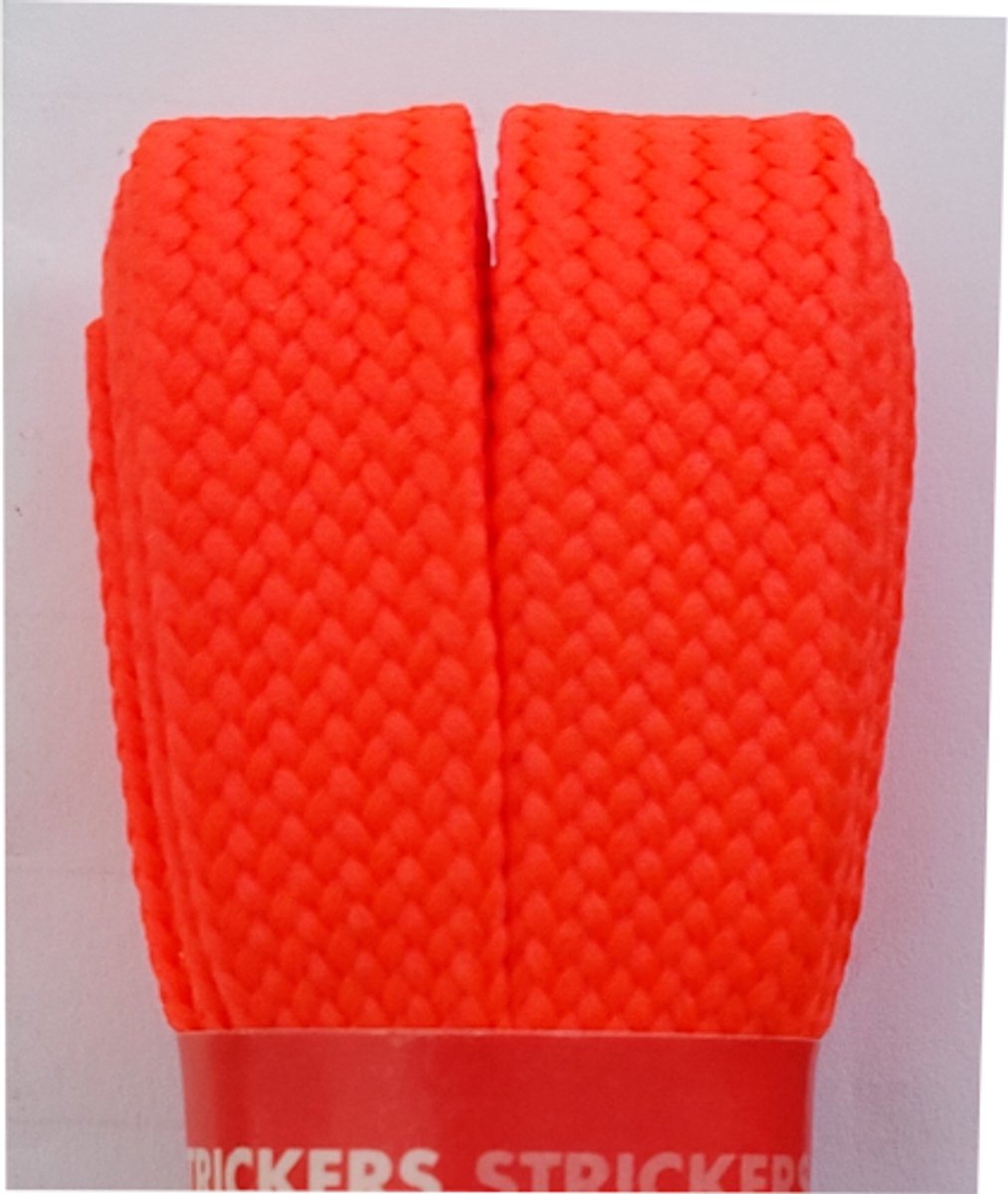 Strickers Veter - Fluoriserend Oranje - Neon Oranje - Plat - Extra Breed - Lengte 120 cm - Breedte 14 mm - Schoenveter