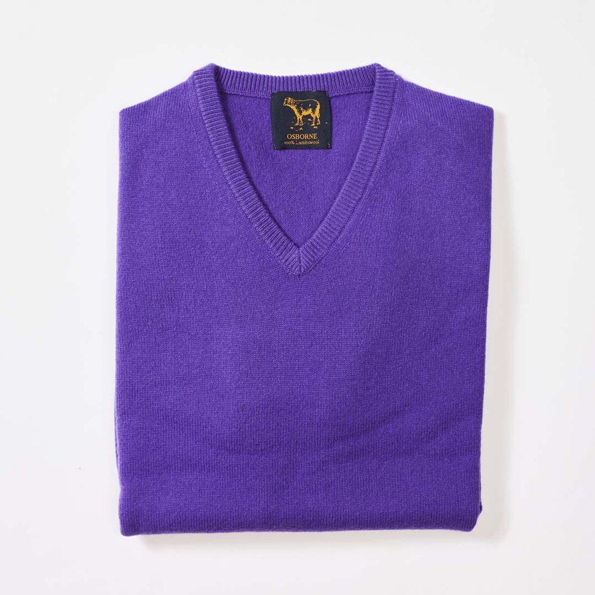Osborne Knitwear Trui met V hals - Sweater heren in Lamswol - Pullover Heren - Jacaranda - M