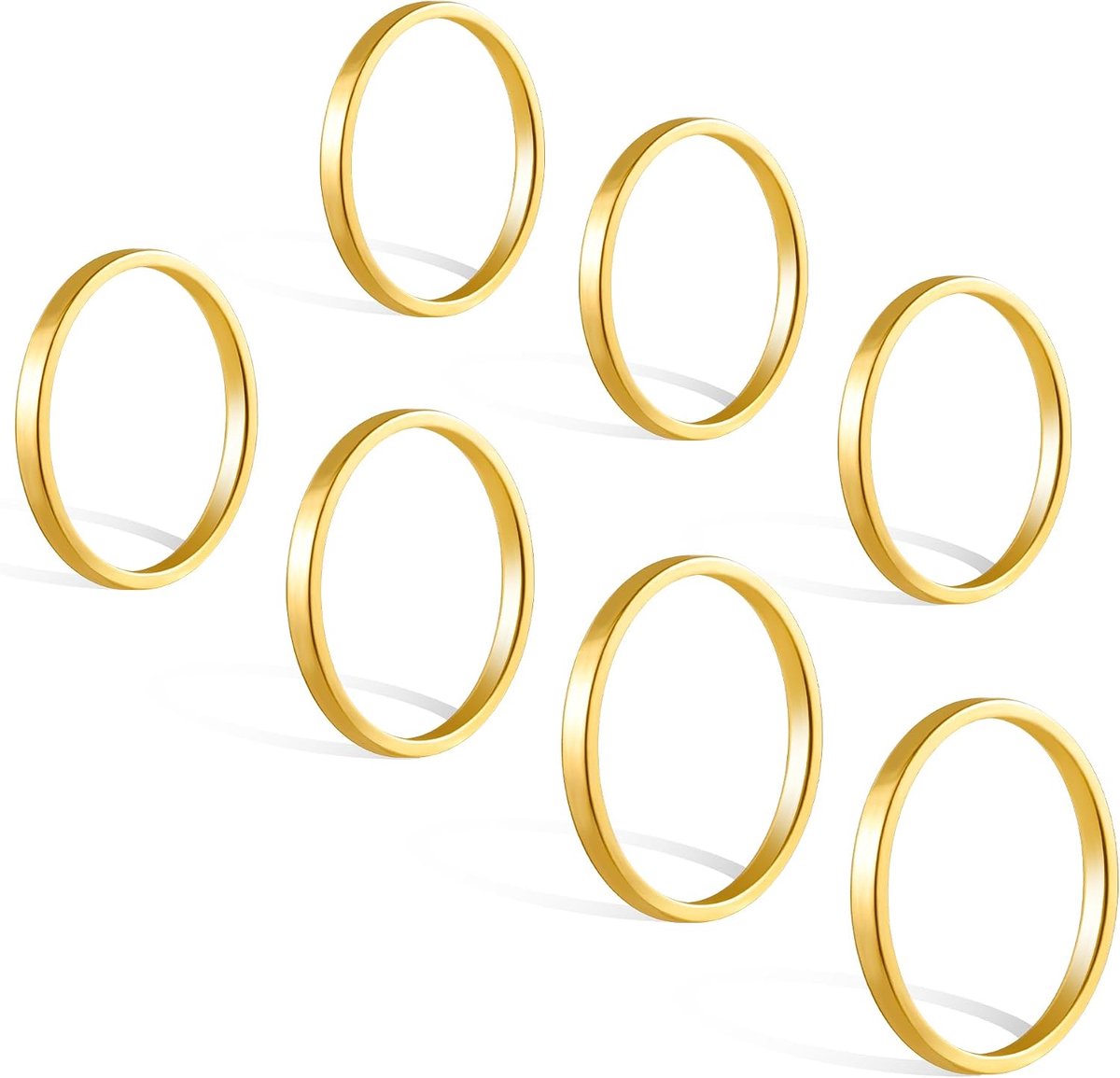 Ringen set voor dames heren roestvrijstalen knokkelringen stapelbare ring midi-ringen minimalistische vingerringen set 7 stuks 2 MM