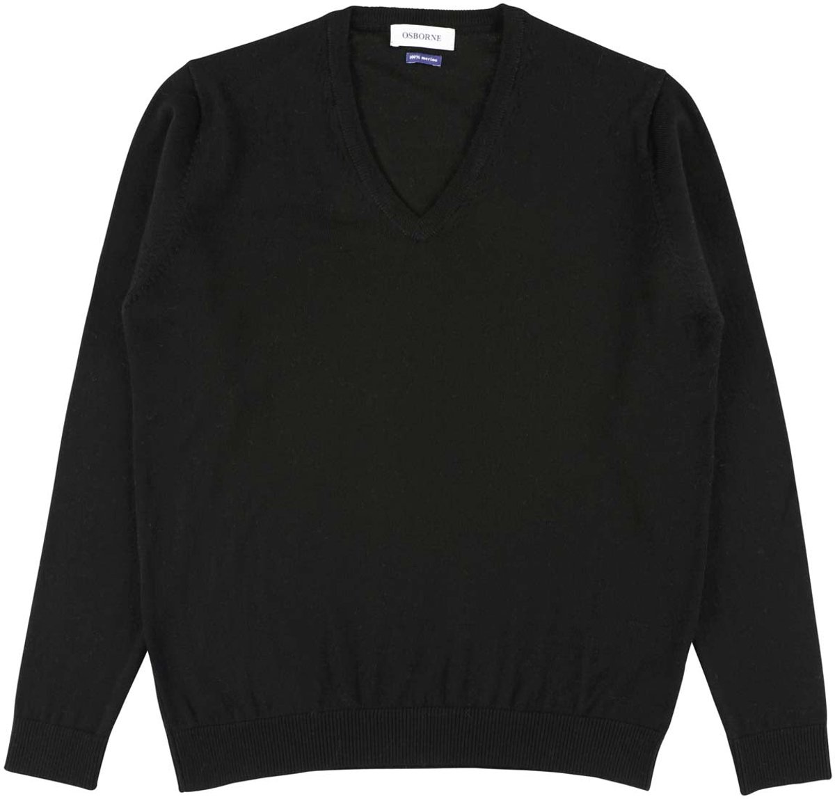 Osborne Knitwear Trui met V hals - Merino wol - Dames - Black - 2XL