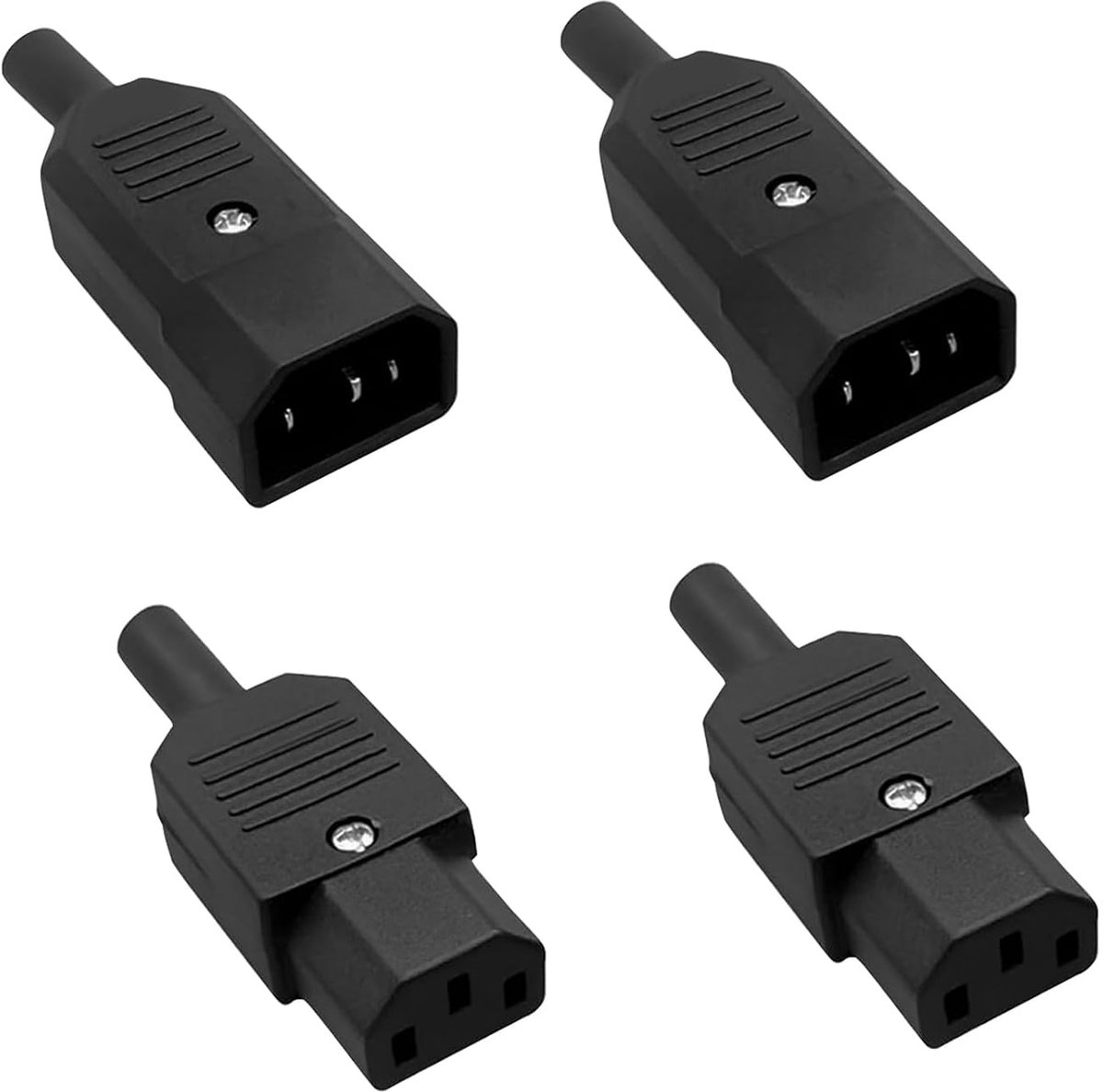 4 stuks koelapparaatstekker AC 250 V C14 C13, koudaansluiting, busstroomaansluiting 10 A 3-polig IEC 320, verlengstuk voor koudeapparaat