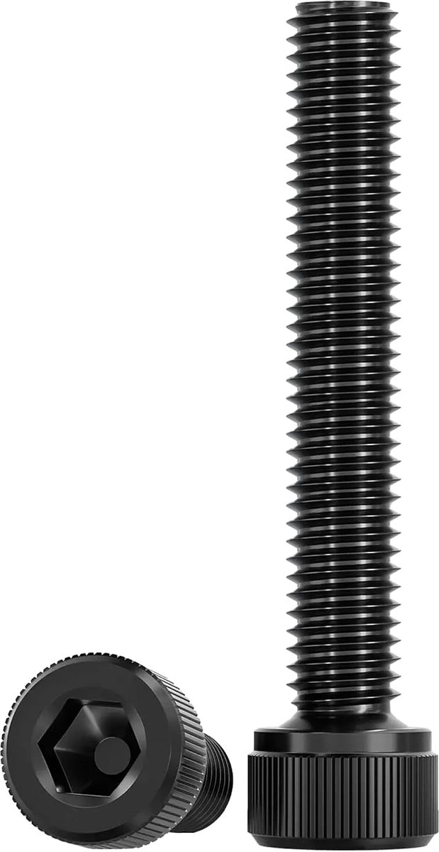 Cilinderschroeven met binnenzeskant, Drenky 10 stuks, M8 x 60 mm, 304 roestvrij staal, cilinderkopschroeven van zwart oxide, volledige schroefdraad