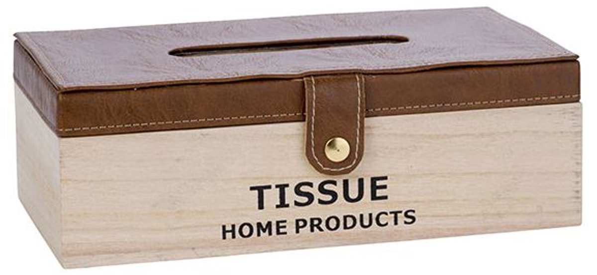 Cosy @ Home Zakdoekdoos Tissue Leather Brown Natuur