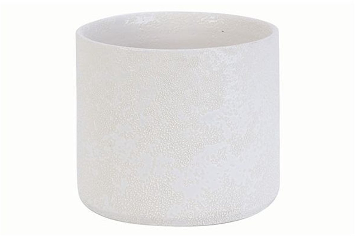 Cosy @ Home Bloempot Rough Wit 18x18xh16cm Cilindris