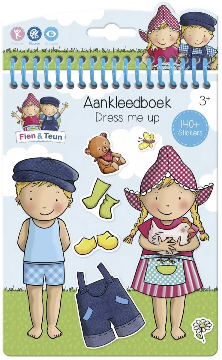 Fien & Teun - aankleedboek kleurboek stickerboek met stickers - funcadeau schoencadeau - kerst cadeau tip