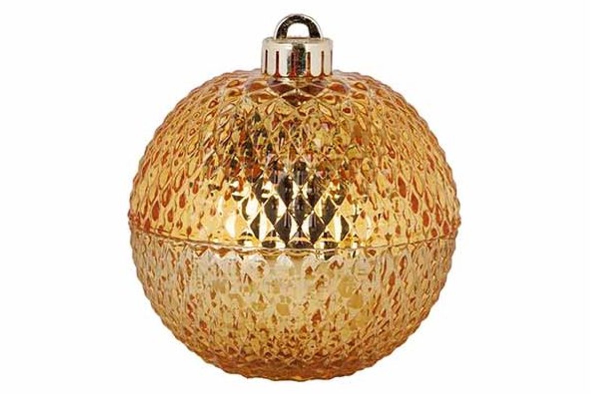 Geurkaars Xmas Ball Vanilla Goud 11x11xh 13cm Glas