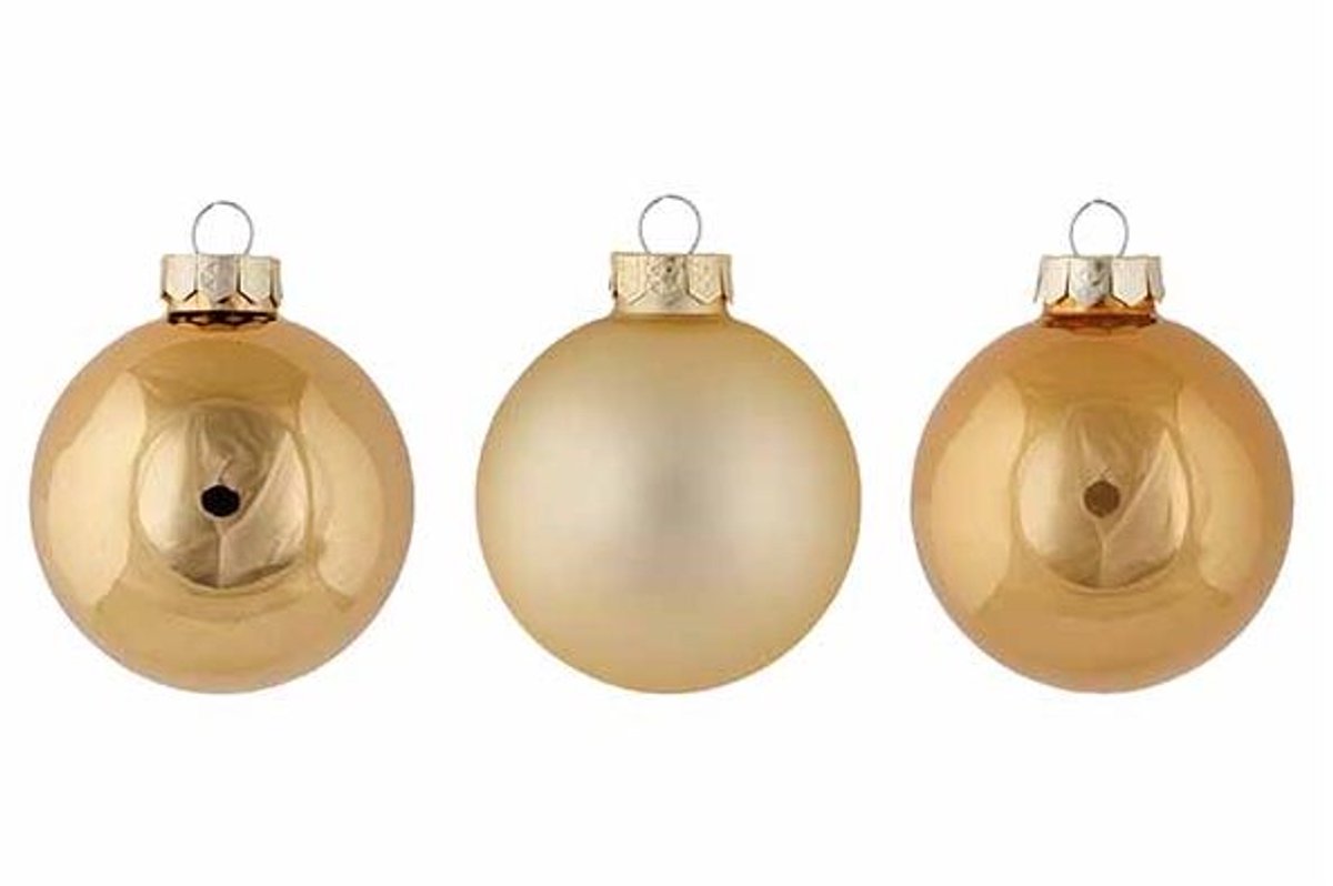 Kerstbal Set24 Shiny Matt Opal Goud D6cm Glas