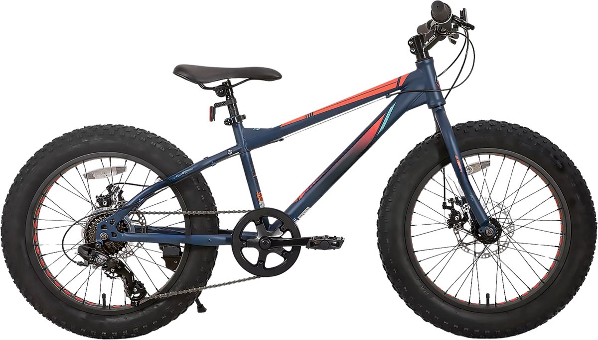 Kinder Mountainbike 61 cm – Voor Kinderen vanaf 5 Jaar – 7 Versnellingen – Dubbele Schijfremmen – Fat Tire Kinderfiets – Blauw