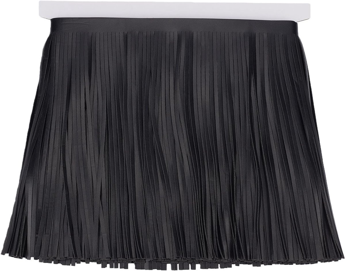 2 yards 2 yards 2 yards PU lederen franje trim zwarte franjes met kwasten van kunstleer decoratief lint voor knutselwerk doe-het-zelf naaiprojecten kleding handtassen zoomversieringen