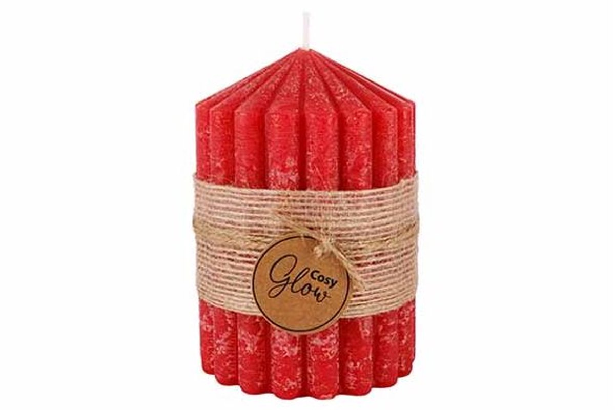 Kaars Ribble Rood 7x7xh10cm Langwerpig K Aars