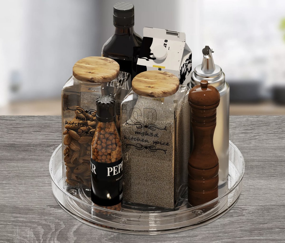 Transparant draaiplateau draaibak laag - Koelkast lade kast opbergbak - keuken badkamer make-up - opberger organizer - 24cm