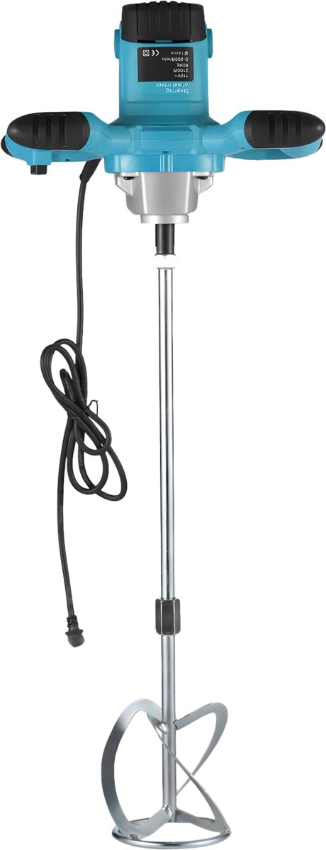 Industriële mixer – Voor beton en mortel – 6-versnellingen, 2100W krachtige variabele snelheidsmixer – Blauw