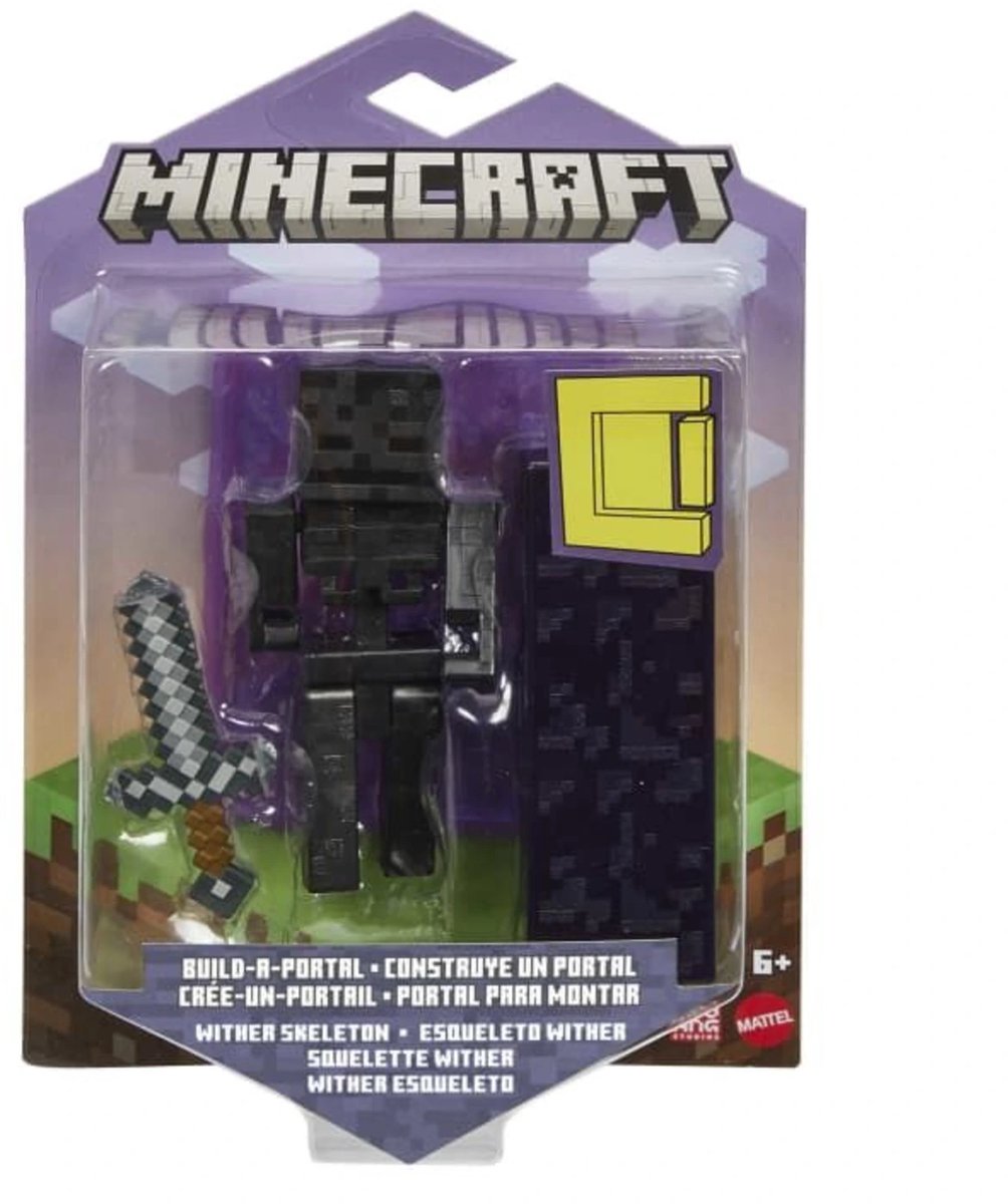 Minecraft Craft-A-Block Wither Skeleton actiefiguur - 8 cm groot