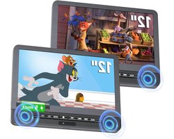 Auto DVD-speler - Dubbele hoofdsteun - Reizen met kinderen - 5 uur batterij - 2x 12 inch - Zwart