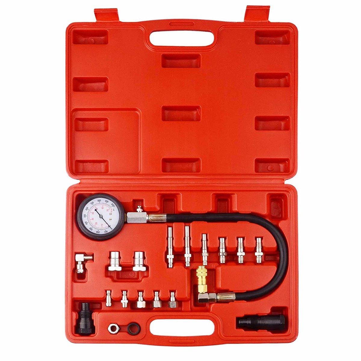 Drukmeterset - Compressietester voor dieselmotoren - 0-70 bar – Drukmeters voor personenauto's en vrachtwagens - Druktestgereedschap