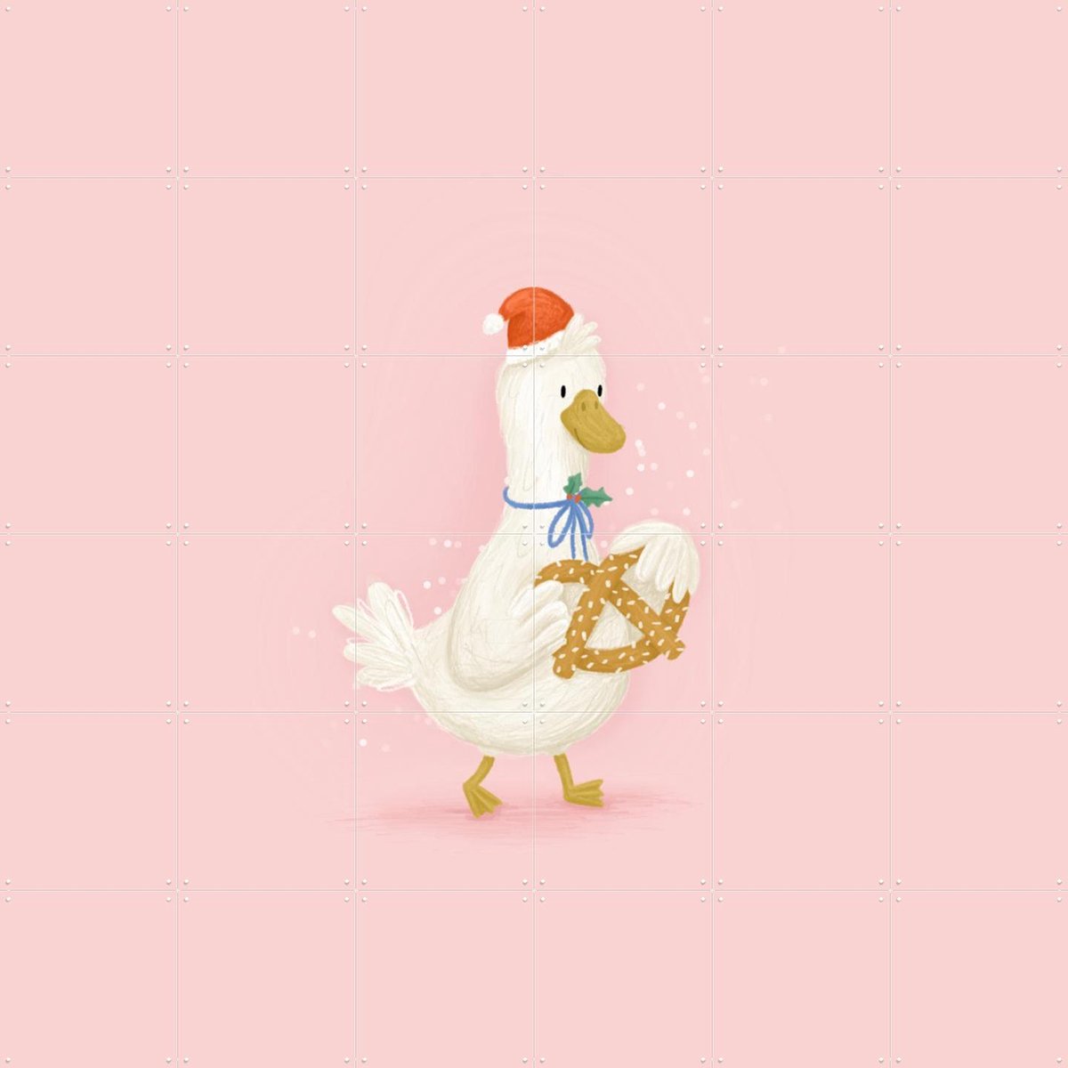 IXXI Pretzel Duck, Studio Phie - 120 x 120 cm - Gratis ophangtool - Grote wanddecoratie en posters - Cartoonesk, Speels, Illustraties, Fantasierijk