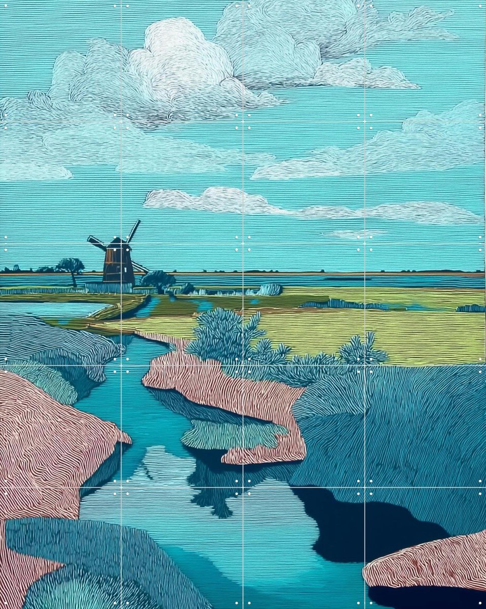 IXXI Polder 4, Artclaud - 80 x 100 cm - Gratis ophangtool - Grote wanddecoratie en posters - Houtsnede, Woonkamer, Strandhuis, Mancave, Natuur, Bomen