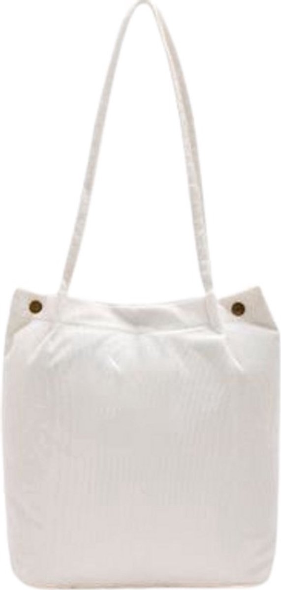Tote Bag - Dames Tote Bag - Corduroy Dames Tote Bag - Reis Herbruikbare Boodschappentas - Schoudertas - Dagelijkse Werktas - Gebroken Wit